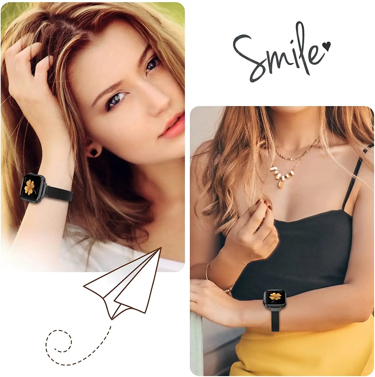 Women Slim Strap for Apple Watch 38mm 40mm 41mm Stainless Steel Metal Bracelet Magnetic Milanese Loop for Apple watch 34567se