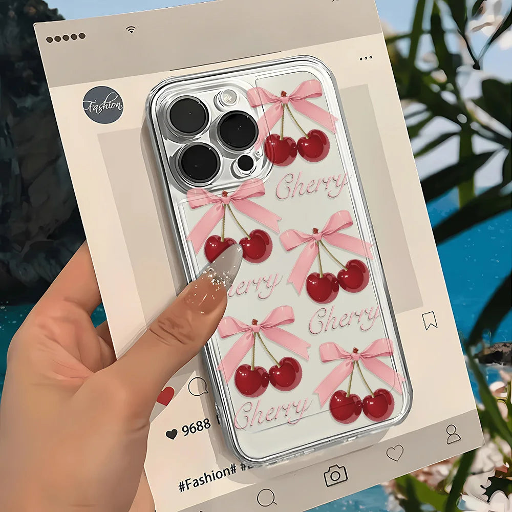 Cute Cherry Phone Case For iPhone 17 Pro Max Case iPhone 11 14 Plus 15 16 Pro Max 12 13 16e XR X XS Max 17 Air Clear Cases Cover