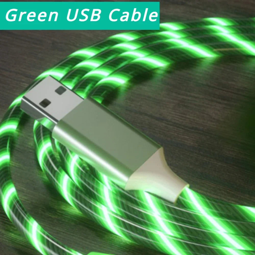 Glowing LED Cable 3A Fast Charging Cable Type C USB Type C High Speed Data Transfer Cable Flowing Streamer Light LED USB C Cord