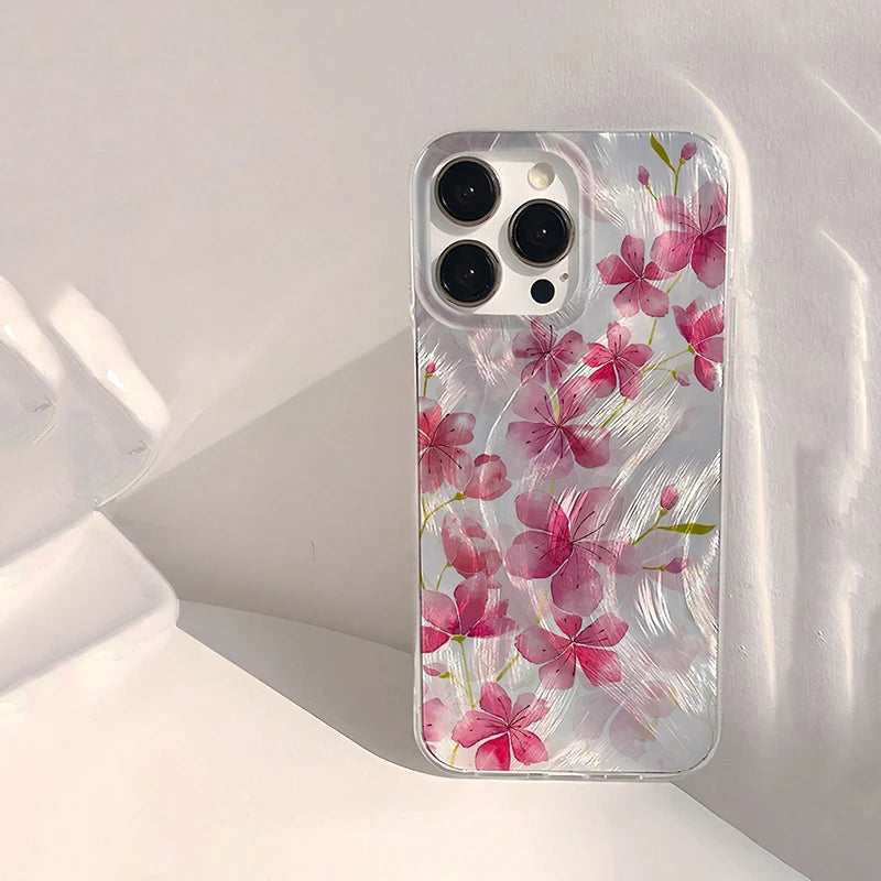 Floral Pattern Phone Case For iPhone 16 Cases iPhone 16e 15 14 13 12 11 Pro Max XS X XR 7 8 Plus SE 2022 Shockproof Bumper Cover