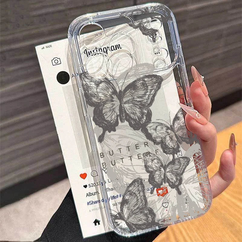 Retro Butterfly Transparent Phone Cases For Motorola Moto Edge 40 Pro G53 G30 G32 G73 G72 G71 G22 G52 G60 G60S G9 Play Plus Case