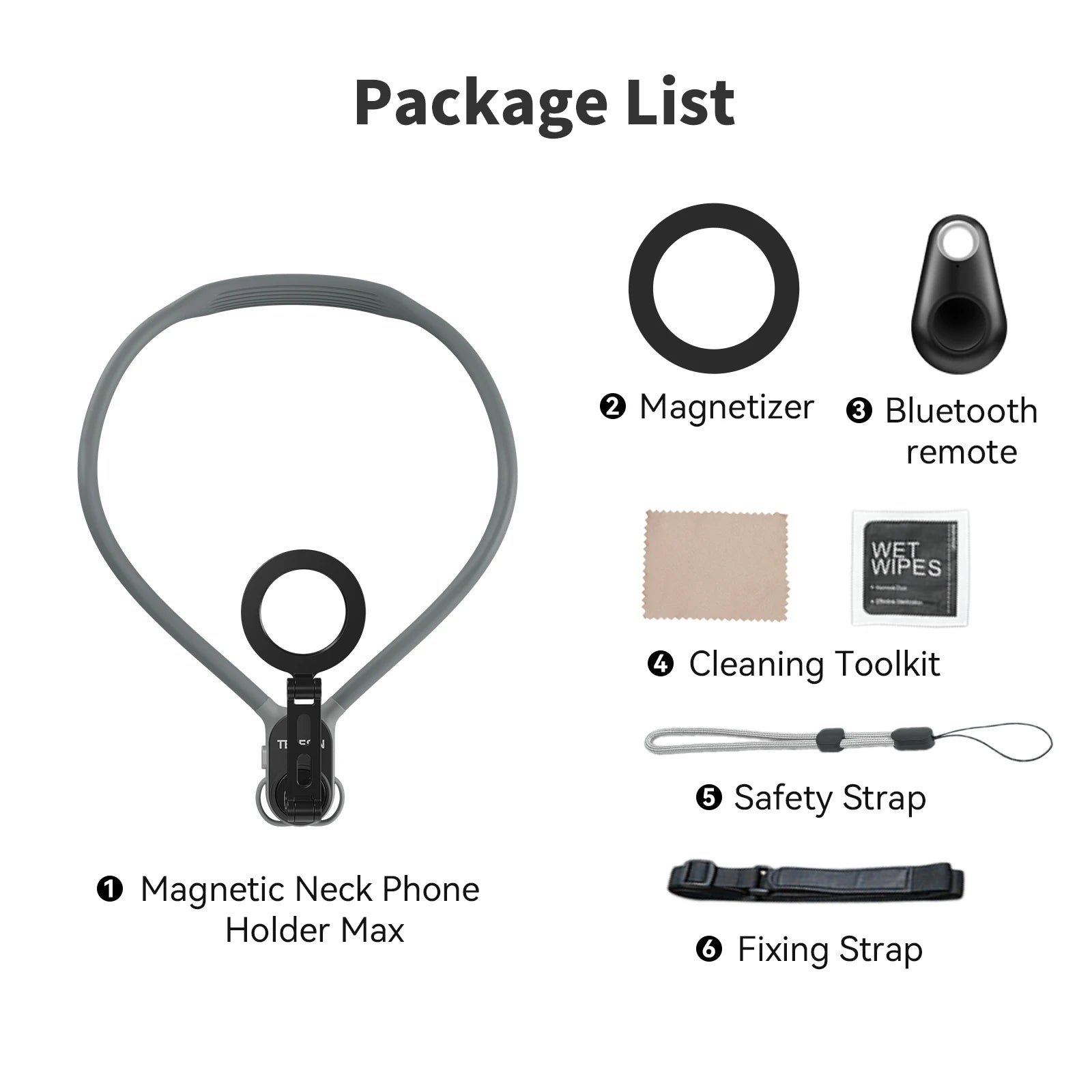 TELESIN Max Magnetic Neck Mount Silicone Quick Release Hold for Iphone 15 14 13 12 11 10 HUAWEI XIAOMI SAMSUNG Phone Accessories