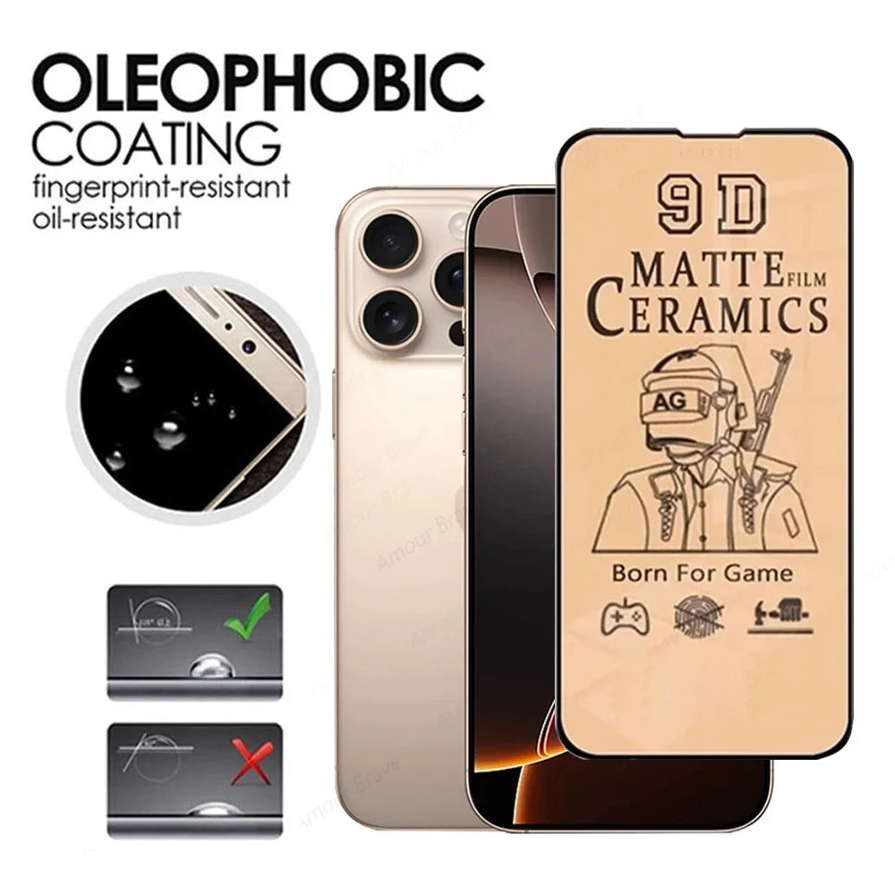 Ceramic Screen Protector For iPhone 17 16 15 14 13 Pro Max Matte Ceramic Film For iPhone 11 12 17 Pro Soft Film Not Glass