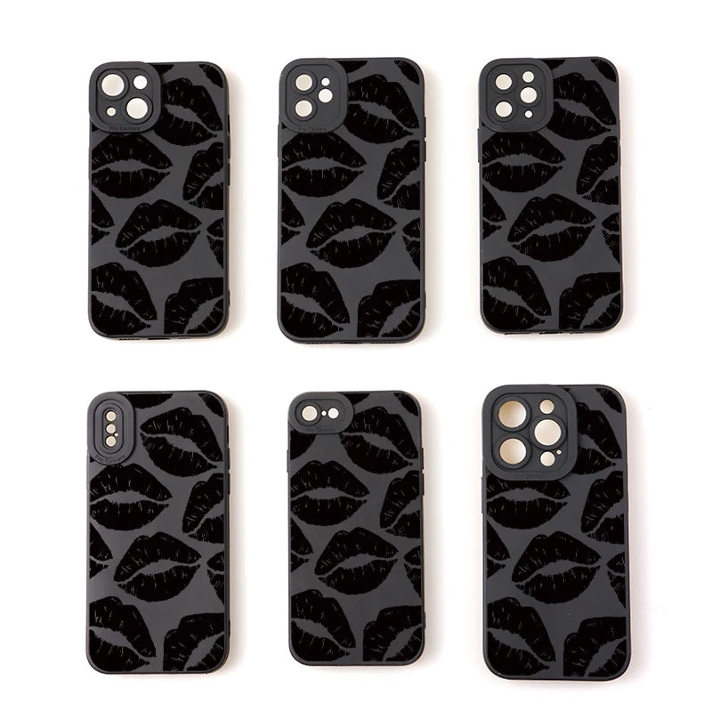 Lip Printed Phone Case For iPhone 15 Pro Max Cases iPhone 11 12 13 14 Pro XS Max XR X 7 8 Plus Soft Shockproof Bumper Back Cover