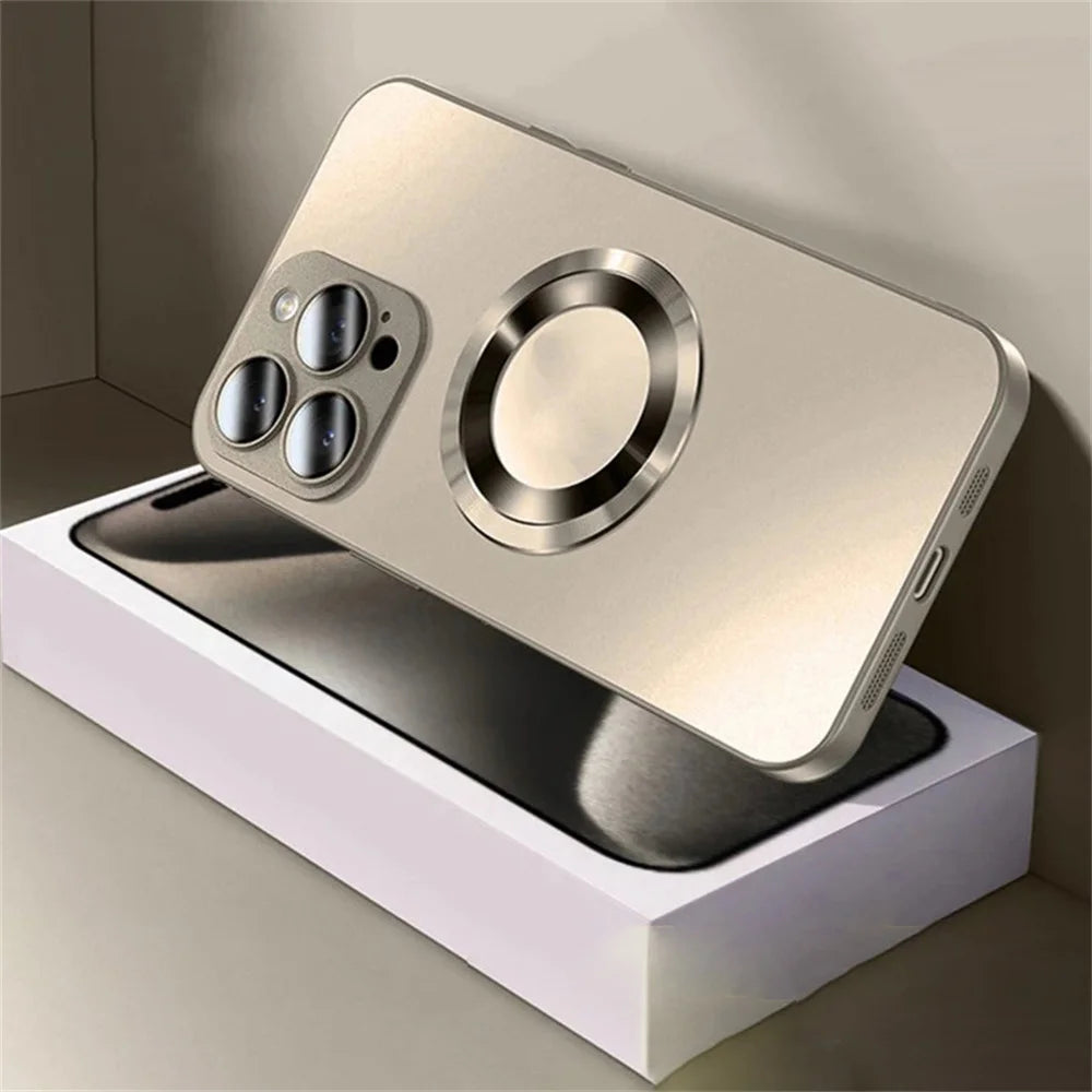 Original AG Frosted Glass Magnetic Phone Case For iPhone 16 15 Pro Max 14 13 12 11 For Magsafe Wireless Charging Plain Cover