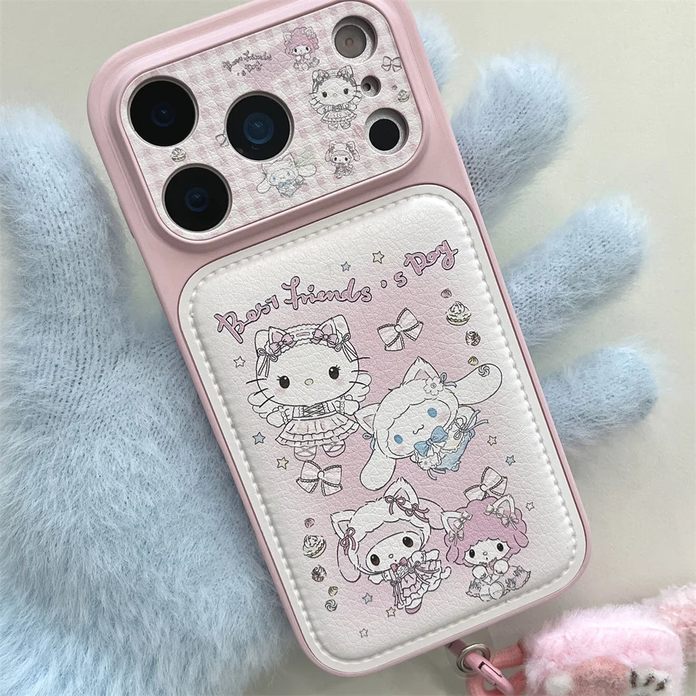 Cute Melody Korean Phone case for iPhone 17 Pro 13 14 15 16 Pro 17 Pro Max Cases With Hellokitty Plush Pendant Shockproof Funda