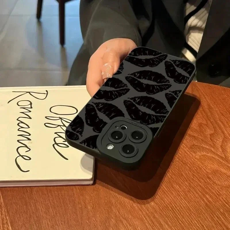 Lip Printed Phone Case For iPhone 15 Pro Max Cases iPhone 11 12 13 14 Pro XS Max XR X 7 8 Plus Soft Shockproof Bumper Back Cover