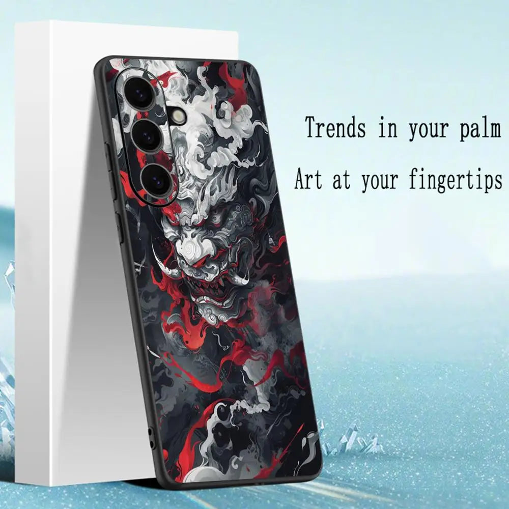 Luxury cool Chinese dragon Phone Case For Samsung Galaxy S25 S24 S23 S22 S21 S20 Plus Ultra Note20 Soft Black
