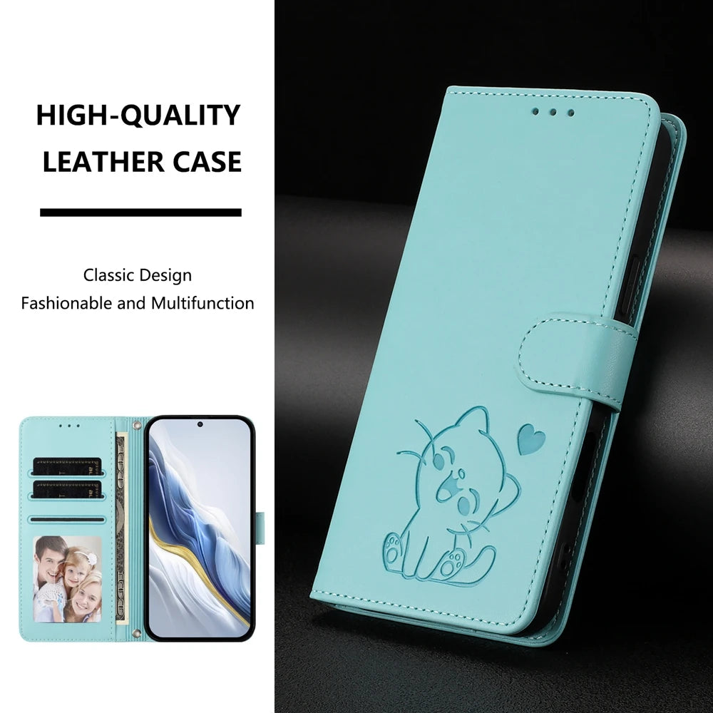Fashion Wallet Card Slot Kickstand Phone Case on for Funda Coque Fairphone 6 5 Cases 3D Cute Cat Flip Cove