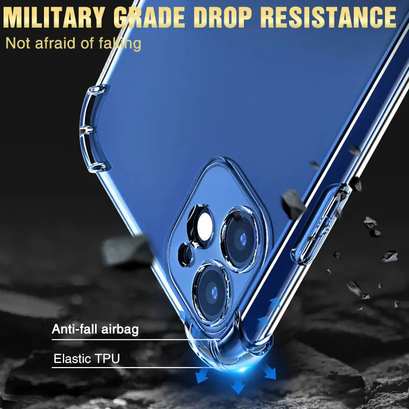 Shockproof Phone Cases For iPhone 11 12 Pro X Xs Max XR Back Cover for iPhone 6 6S 7 8 Plus SE 2020 Transparent Silicone Case