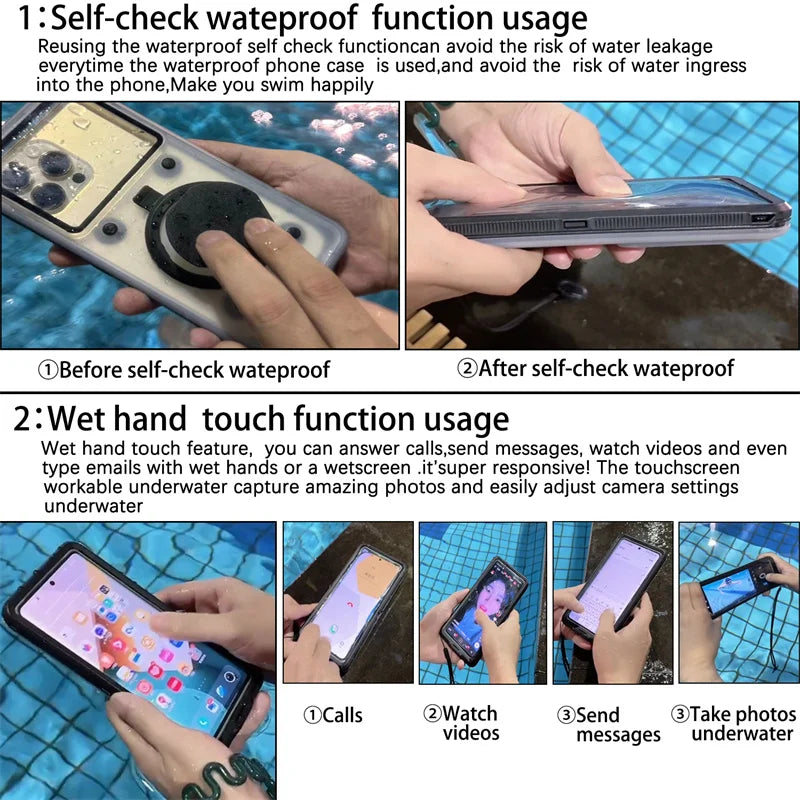 Diving Waterproof Phone Case Within 6.9 Inches Universal For iPhone Samsung Huawei Xiaomi Google Waterproof Protective Case