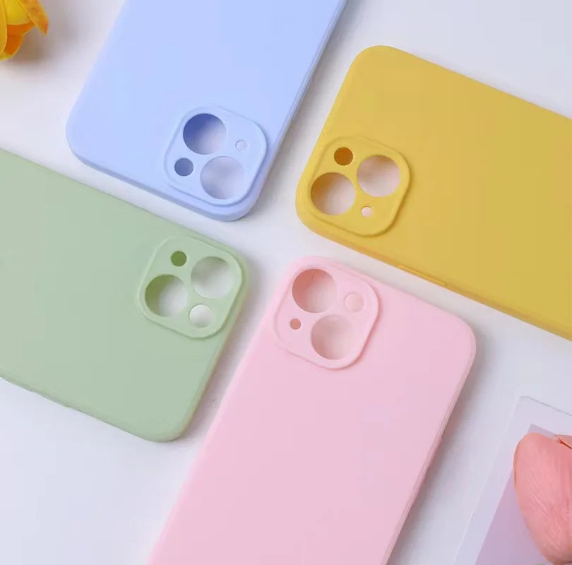 Liquid Silicone Phone Case for iphone 13 mini 14 15 Pro Max 15 Plus Candy Color Soft Back Cover Cases