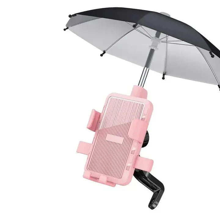 Motorcycle Mobile Phone Holder Stand & Umbrella Rainproof Sunshade Bicycle Outdoor Scooter Phone Clip Handlebar Mount For iPhone