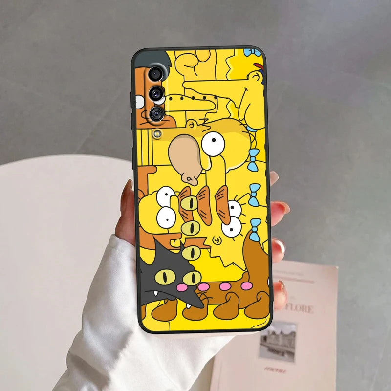 Simpsons Cartoon Fashion For Samsung A53 A52 A33 A32 A51 A71 A21S A13 A73 A50 A22 A23 A03 A72 A54 A12 5G Black Soft Phone Case