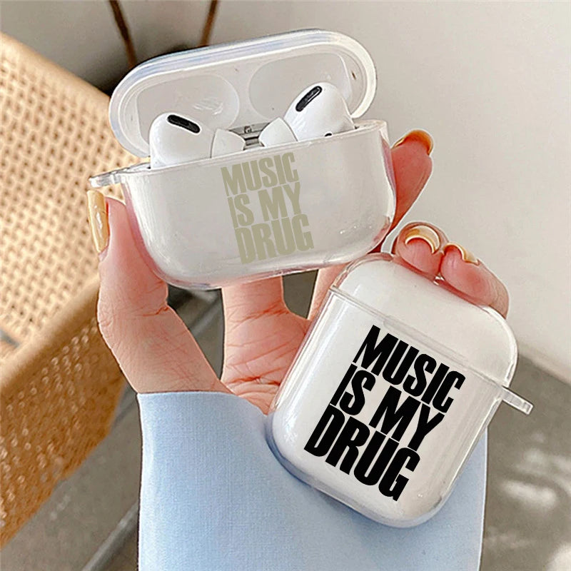 Trendy Love Music English Earphone Case for Airpods 4th 3rd 2 Pro 3 Transparent Cover for Airpod 3 1 Protective Accessorie Shell