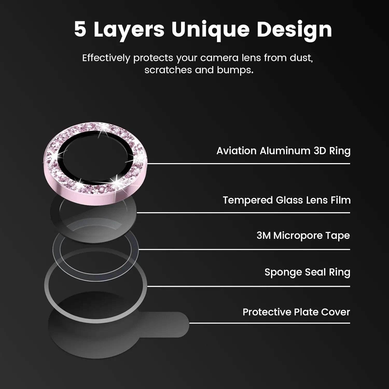 Glitter Camera Lens Protector Cover for iPhone 16 15 Pro Max 13 17 Pro 11 14 15 Plus 12 Mini Tempered Glass Protection Lens Film
