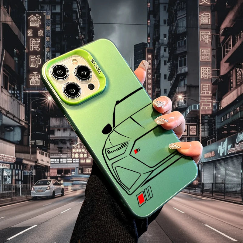 Sport Car Phone Case for iPhone 17 AIR 16 15 14 13 Pro 12 11 Pro Xs X XR Max Laser Hard PC+TPU Cases Back Cover-S663P1