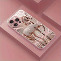 Luxury Diamond Horse Pattern Pink Metallic Glass Phone Case For iPhone 17 16 15 14 13 12 11 Pro Max 15 14 Plus 17 Air 16E Cover