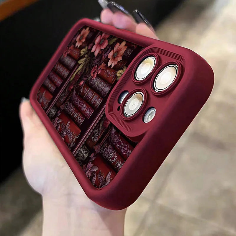 For iPhone 13 Cases Flowery Watercolor Bookshelf Print Soft Phone Case For iPhone 11 12 14 15 16 Pro Max XS X XR 7 8 Plus Cover