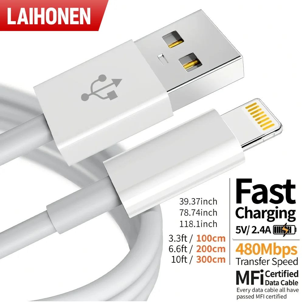 Original Quality USB Charger Cable for iPhone 14 8 7 6S Plus 13 12 Pro XS Max XR SE Fast Charging Cord Data Sync Line 1m 2m 3m