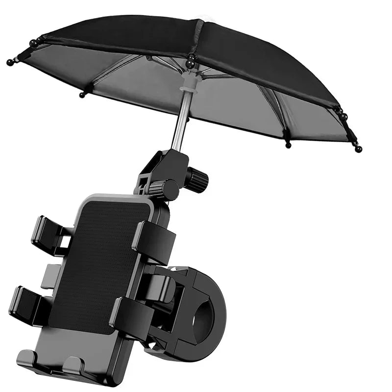 Motorcycle Mobile Phone Holder Stand & Umbrella Rainproof Sunshade Bicycle Outdoor Scooter Phone Clip Handlebar Mount For iPhone