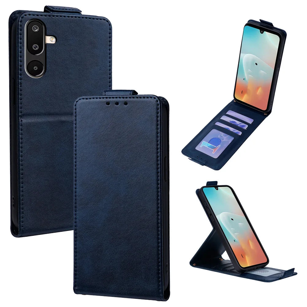 Flip Case For Motorola Moto G86 G66J G56 G85 G75 G55 G45 G84 G54 G34 G24 G73 G53 G23 Classic Vertical Open UP Down 3 Cards Cover