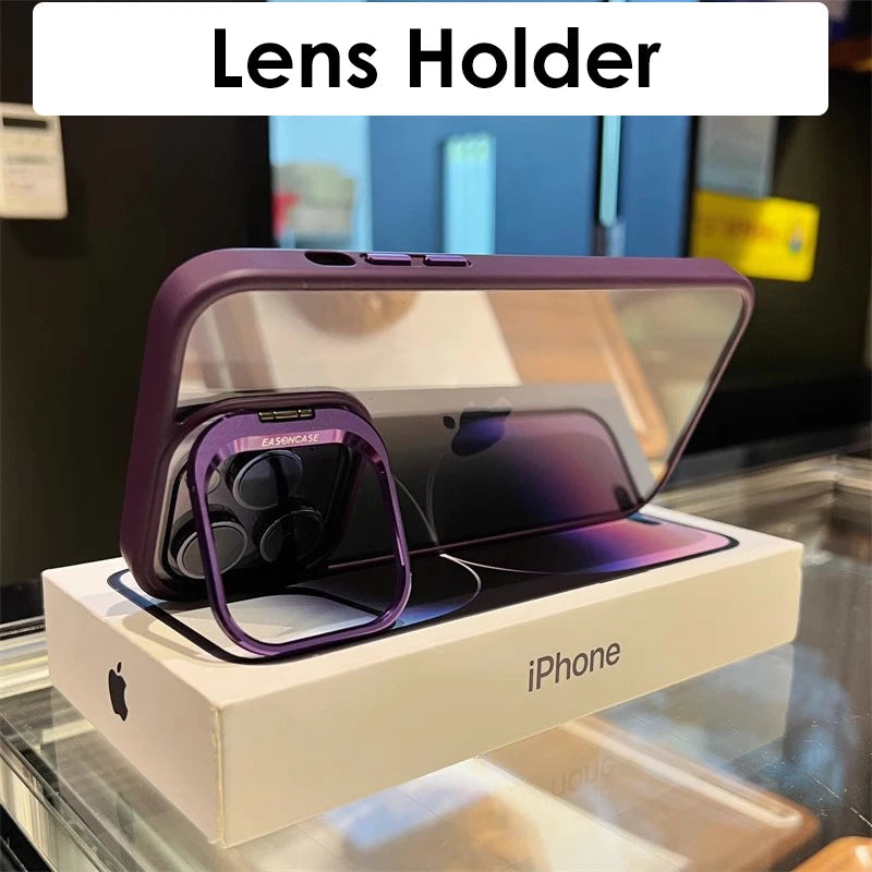 Camera Metal Lens Ring Protection Phone Cases For iPhone 17 16 15 12 13 14 Pro Max 11 Lens Holder transparent Shockproof Cover