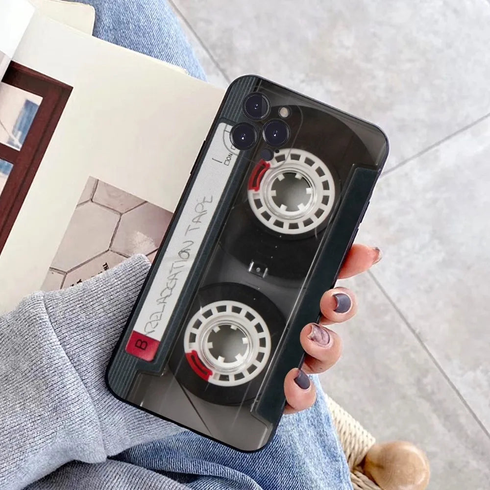Magnetic Radio tape Cassette Phone Case for iPhone 15 8 7 6 6S Plus X SE 2020 XR XS 14 11 12 13 Mini Pro Max Mobile Case