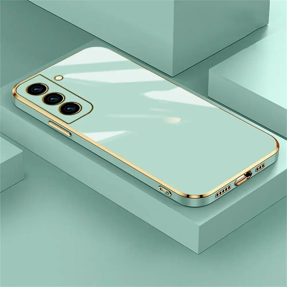 Luxury Plating Square Phone Case For Samsung S22 Ultra S23 S21 Plus s21 FE Case Cover For Galaxy S 21 S22 S20 FE Silicone Case