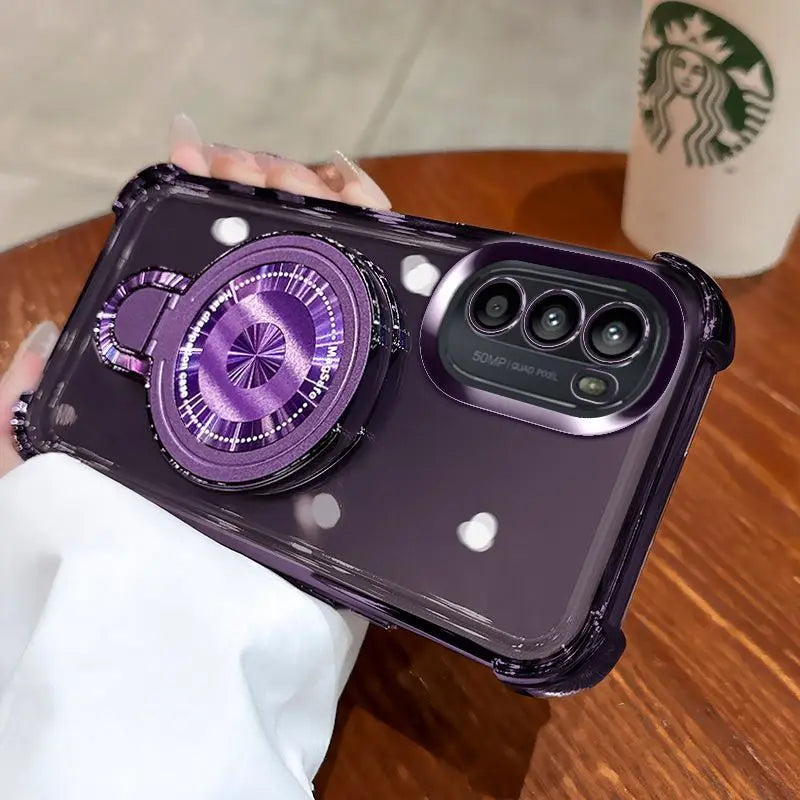 Clear Shockproof Plating Magnetic Magsafe Bracket Case for Motorola Moto G52 G53 G54 G60 G72 G84 E15 G05 G34 Silicone Cover
