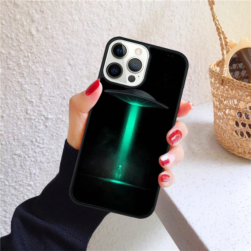 Alien Martian UFO Phone Case for iPhone 17 Air 16 15 14 12 13 PLUS 11 PRO MAX Back Cover Fundas Shell
