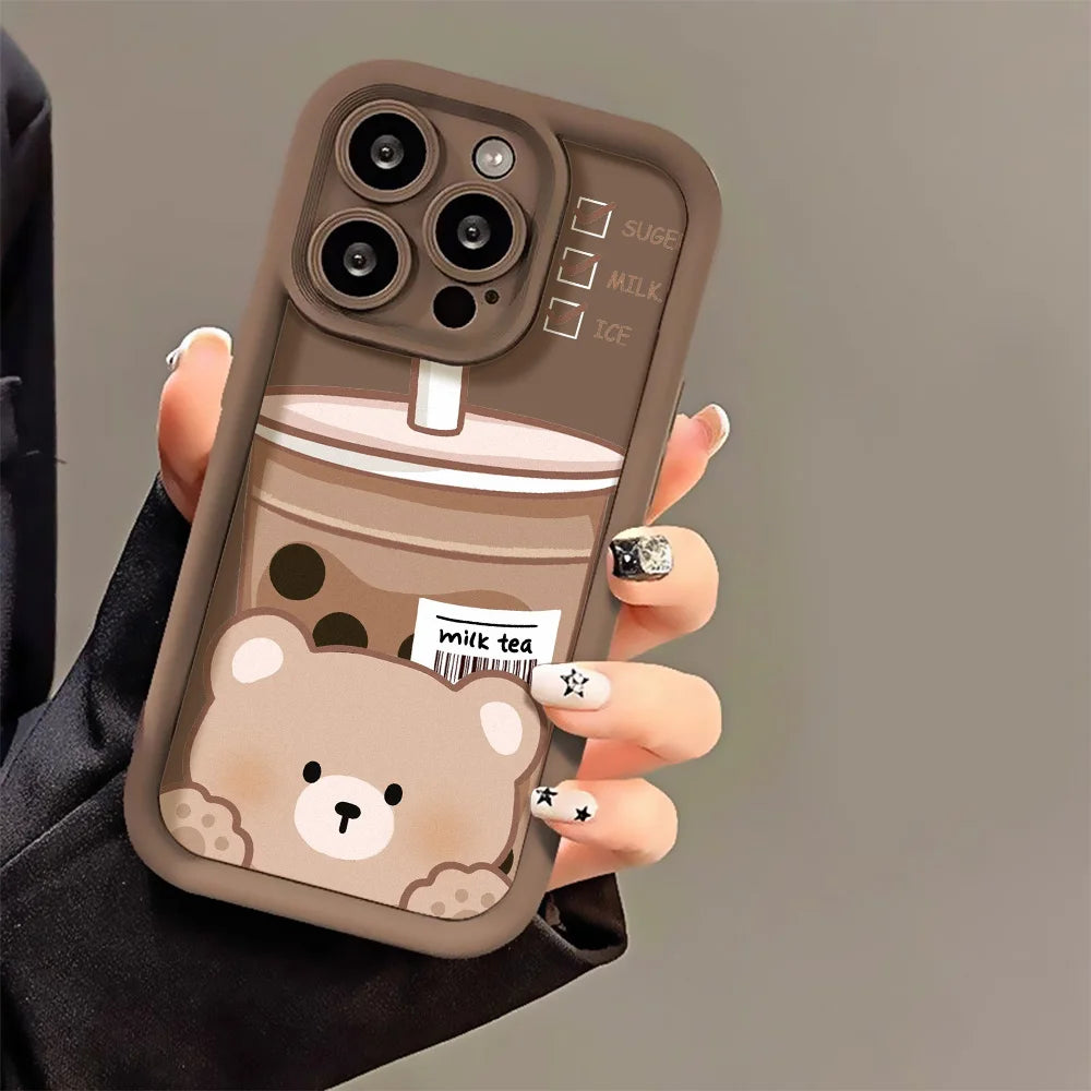 Cartoon Cute Bear Phone Cases For iPhone 11 Cases iPhone 14 16 15 Pro Max 12 13 Pro XS XR X 7 8 Plus SE 2022 SE2020 Back Cover