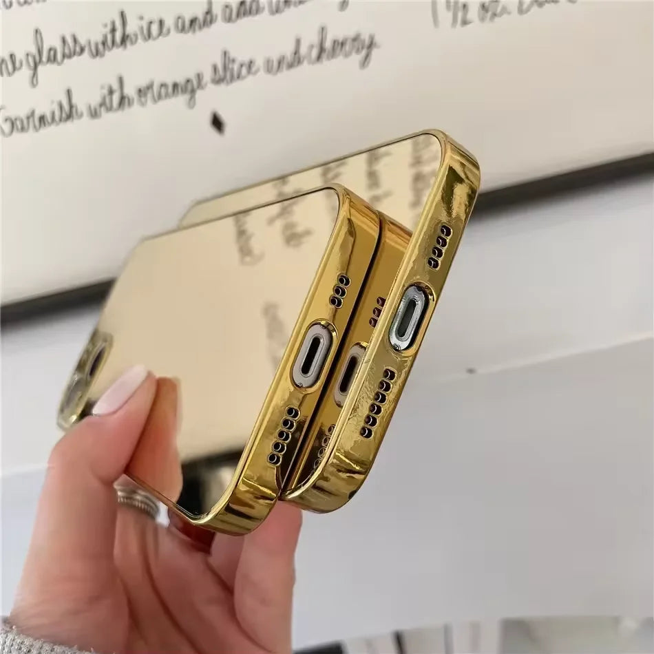 Deluxe mirrored phone case for iPhone 16 15 14 13 12 Pro Max 11