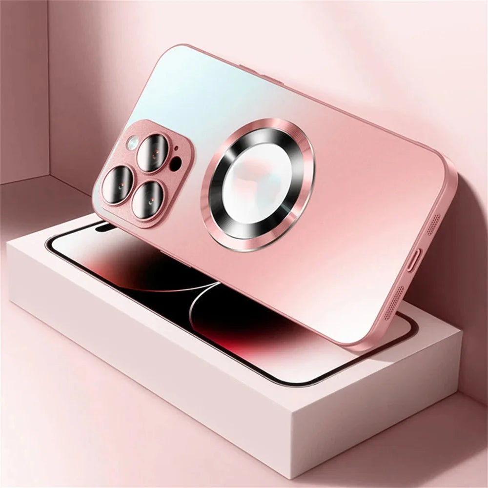 Original AG Frosted Glass Magnetic Phone Case For iPhone 16 15 Pro Max 14 13 12 11 For Magsafe Wireless Charging Plain Cover