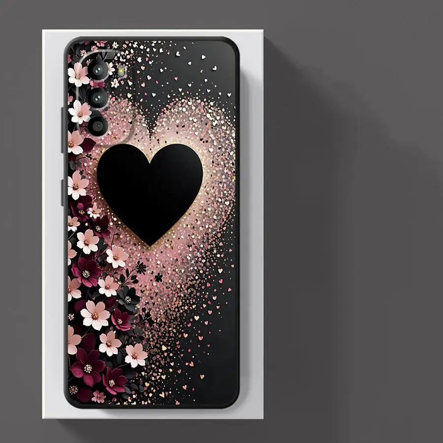 Exquisite Love Art Black Soft Phone Cover Case for Motorola Mot G71 G22 Edge40 Edge 20 Pro 30 Lite G52 G53 G30 G60 G60s G50 G32