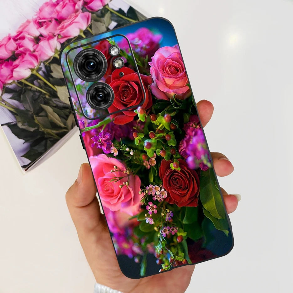 For Motorola Edge 40 Case XT2303-2 Colorful Flower Painted Back Cover 6.55'' Soft Fundas For Motorola Edge 40 Edge40 Phone Cases