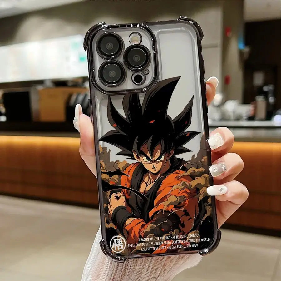 Anime Goku Luxury Phone Case for iPhone 16 Pro 15 Pro Max 14 13 12 11 XS 14 Pro Max 16 Plus 14Pro XR 12Pro Soft Shell