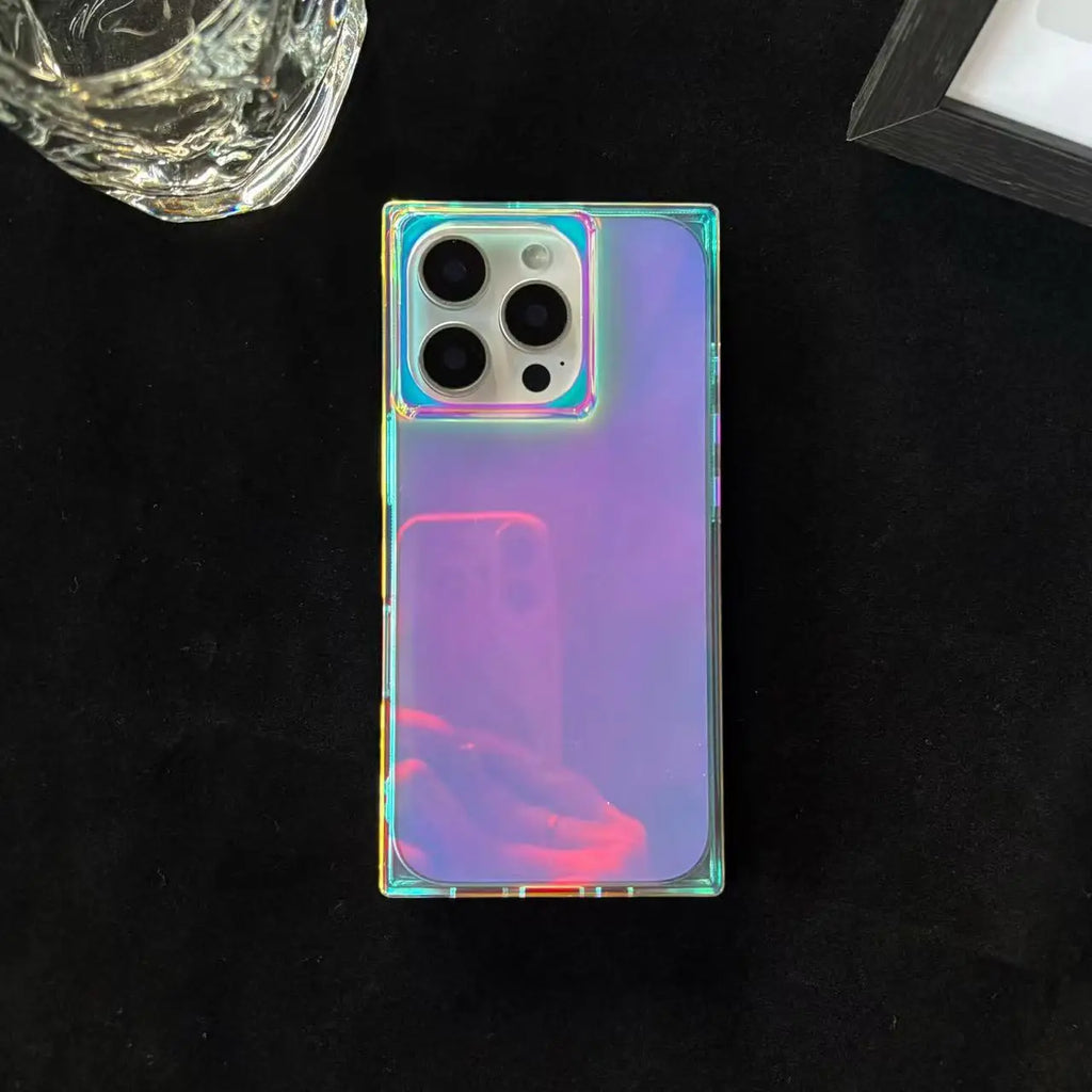 Fashion Cool A Riot of Colours laser light Dazzling Rectangle Cover Case for iPhone 13 14 15 16 17 Pro Max Glossy Phone Case