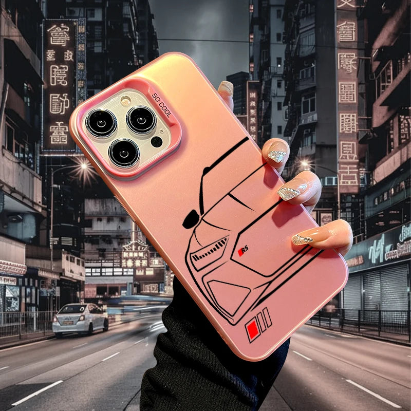 Sport Car Phone Case for iPhone 17 AIR 16 15 14 13 Pro 12 11 Pro Xs X XR Max Laser Hard PC+TPU Cases Back Cover-S663P1