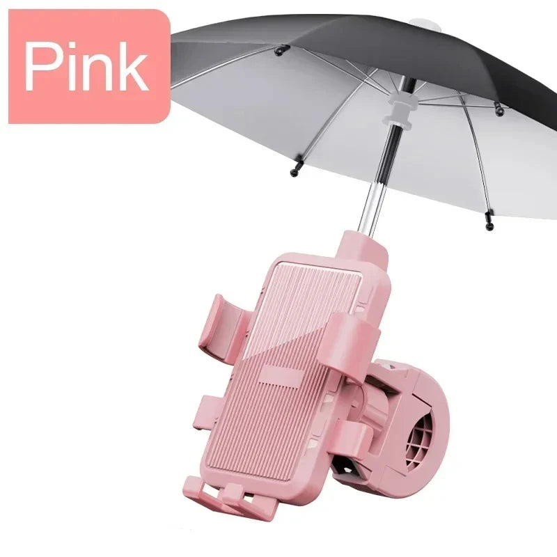 Motorcycle Mobile Phone Holder Stand & Umbrella Rainproof Sunshade Bicycle Outdoor Scooter Phone Clip Handlebar Mount For iPhone