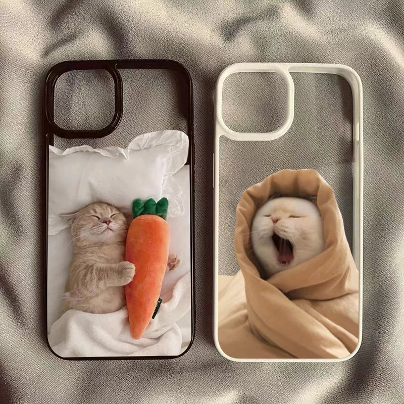 Phone Case For Samsung Galaxy S20 S21 S23 S24 Ultra S25 FE A06 A16 A54 A35 A15 A55 A52 A34 5G S25 Funny Cute Cat Silicone Cover