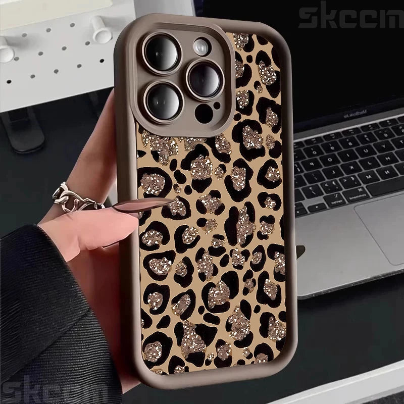 Leopard Print Mom Letter Patter Phone Case For iPhone 16 15 Pro Max 14 Plus 13 12 11 X XS XR 7 8 Plus Matte Silicone Soft Cover