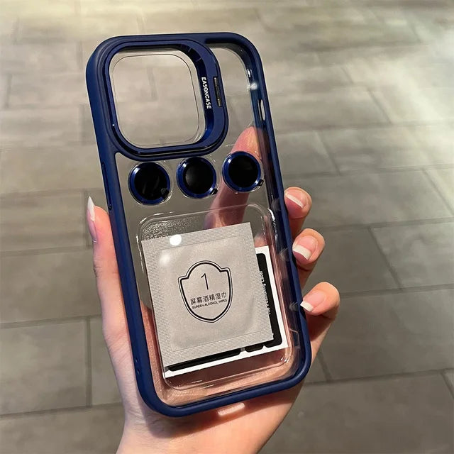 Camera Metal Lens Ring Protection Phone Cases For iPhone 17 16 15 12 13 14 Pro Max 11 Lens Holder transparent Shockproof Cover