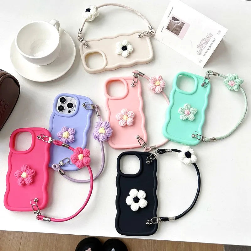 Furry Flower Rope Candy Wave Phone Case For Motorola Moto G100 Pro G86 G56 G85 G75 G55 G45 G35 G15 G10 Power G71S G05 Soft Cover