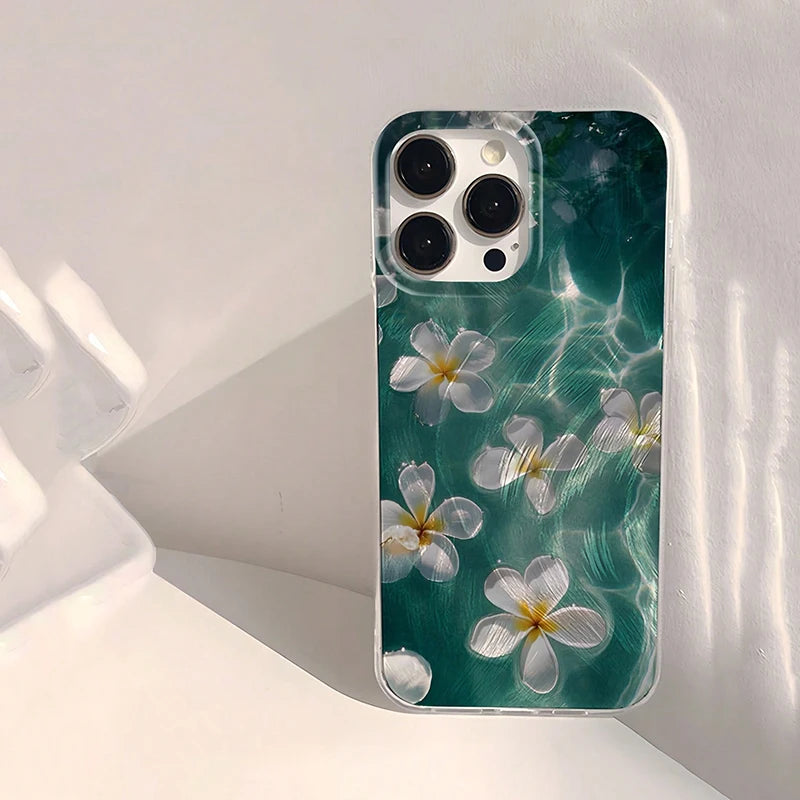 Floral Pattern Phone Case For iPhone 16 Cases iPhone 16e 15 14 13 12 11 Pro Max XS X XR 7 8 Plus SE 2022 Shockproof Bumper Cover