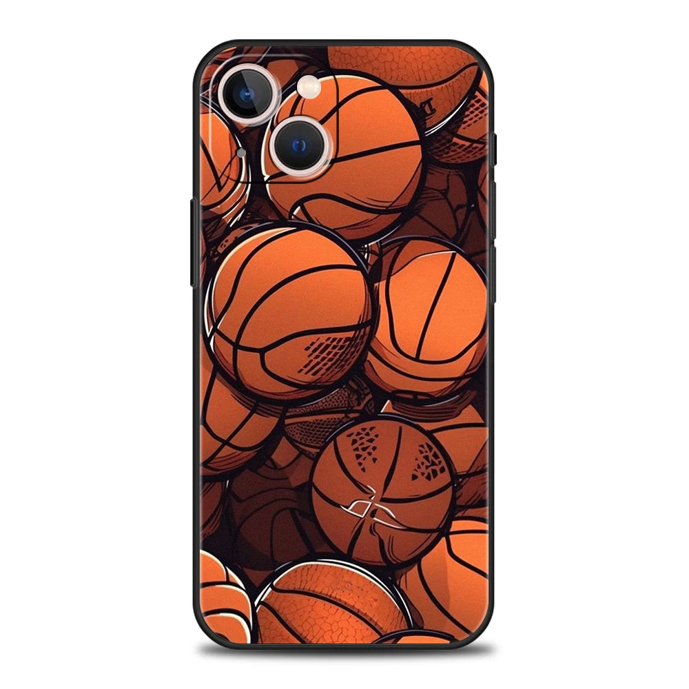 Basketball Basket Sports Phone Case Cover for iPhone 16 15 14 13 12 Pro Max XR XS 11 7 8 Plus Shockproof Silicone Soft Shell Bag