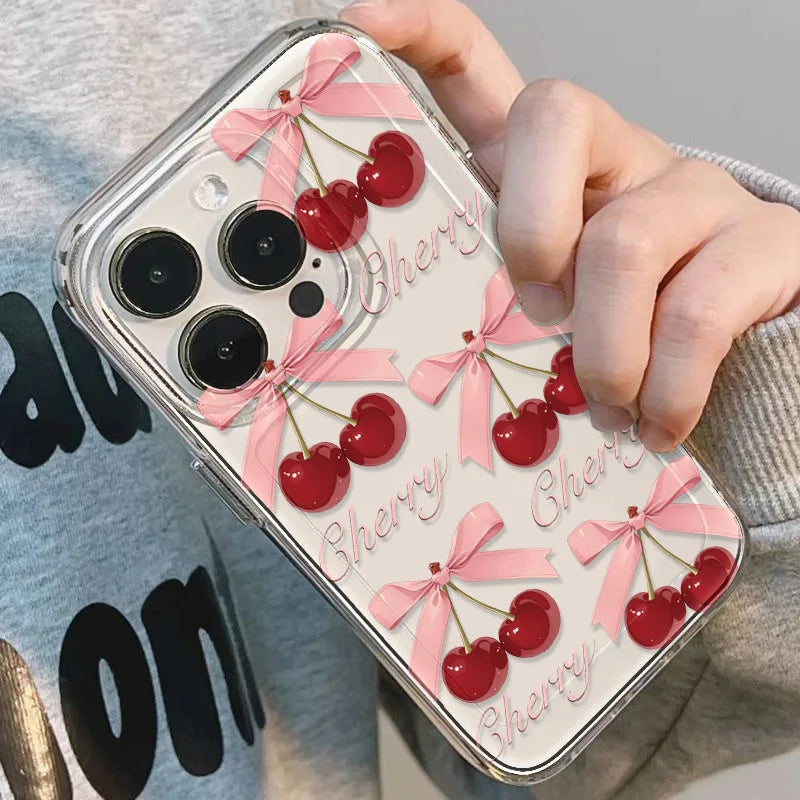 Cute Cherry Phone Case For iPhone 17 Pro Max Case iPhone 11 14 Plus 15 16 Pro Max 12 13 16e XR X XS Max 17 Air Clear Cases Cover