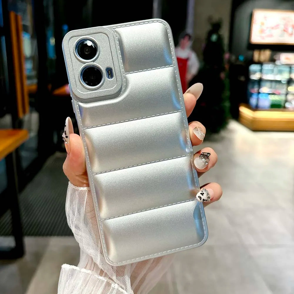 Down Jackets Air-Bags Silicon Case for Motorola Moto G Play Edge 40 Neo 30 G84 G82 G13 G52 G34 5G Shockproof Soft TPU Back Cover