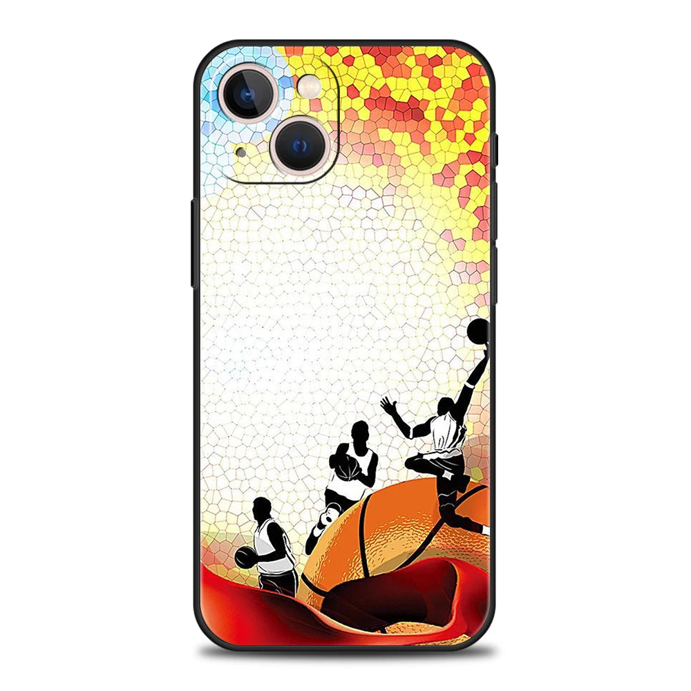 Basketball Basket Sports Phone Case Cover for iPhone 16 15 14 13 12 Pro Max XR XS 11 7 8 Plus Shockproof Silicone Soft Shell Bag