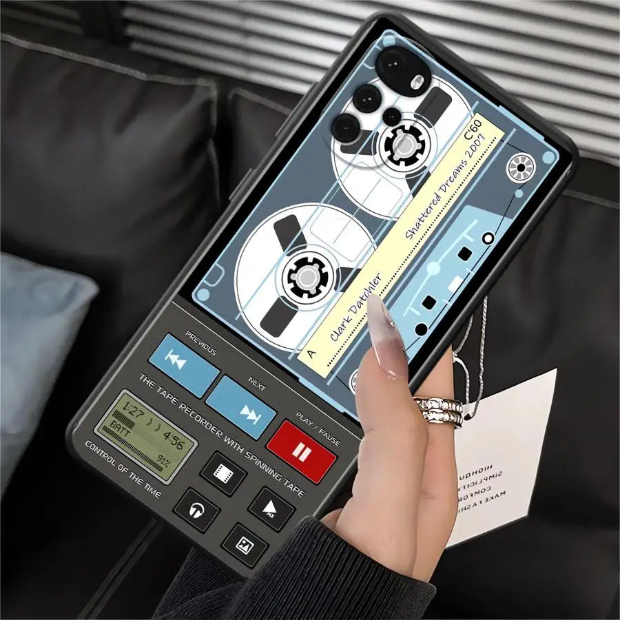 Vintage Cassette Case for Motorola Moto G50 G60s G53 G30 G71 G52 G32 G51 G73 Edge 20 Pro 30 Lite G22 Edge40 Phone Cover